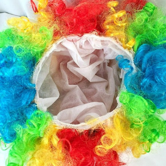 Party Clown Rainbow Curly Wig Child Size Halloween Costume Accessory Funny Nose - Picture 8 of 9